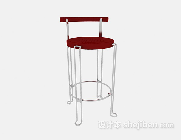 免费红色高脚椅3d模型下载