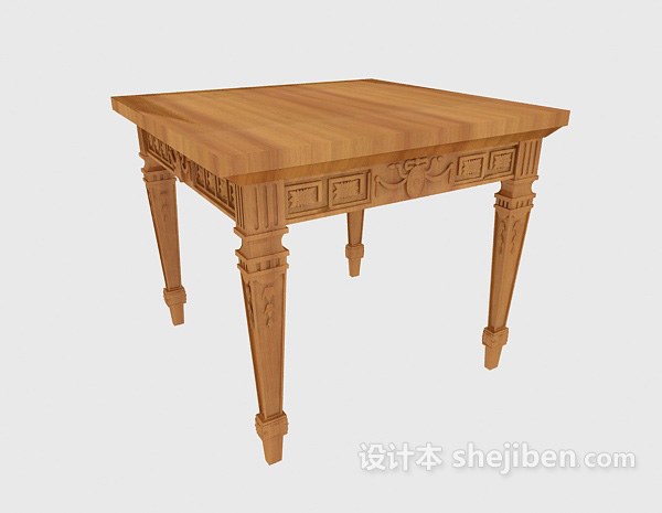 免费欧式风格木质边桌3d模型下载