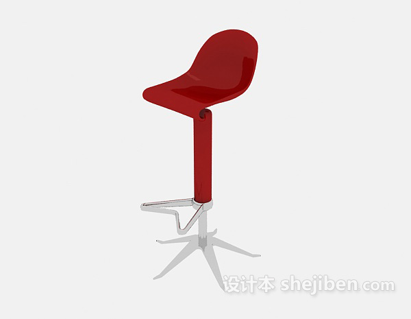 红色高脚休闲椅3d模型下载