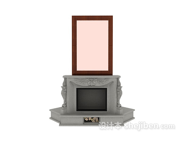 欧式风格欧式家居小型壁炉3d模型下载