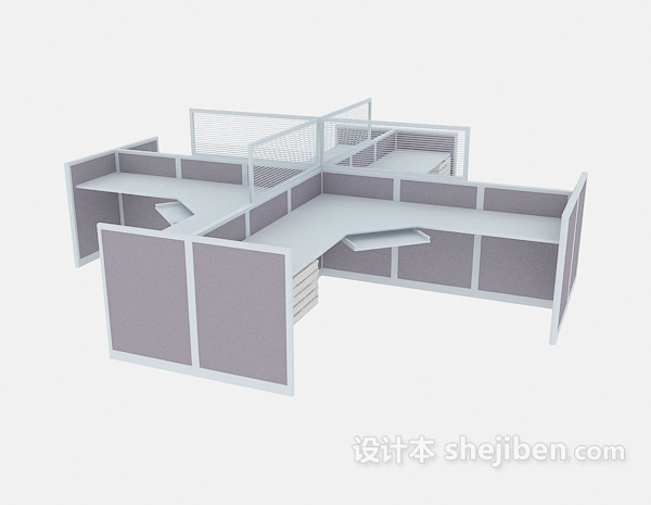 现代风格组合办公桌单元3d模型下载