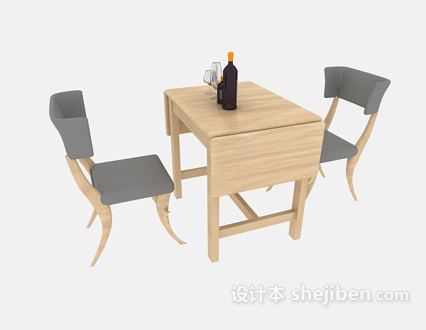 免费双人桌椅组合3d模型下载