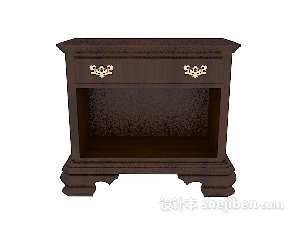 欧式风格欧式实木床头柜3d模型下载