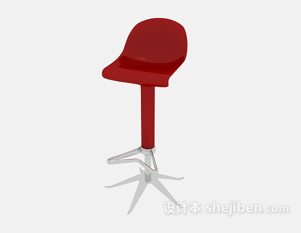 免费红色高脚休闲椅3d模型下载