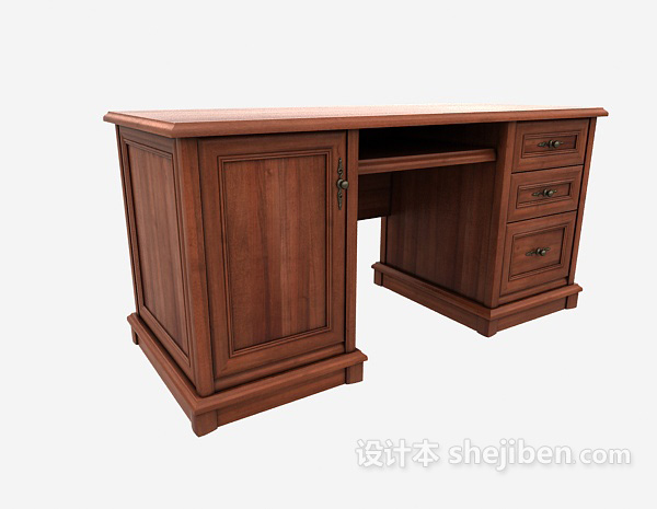免费欧式实木古典书桌3d模型下载
