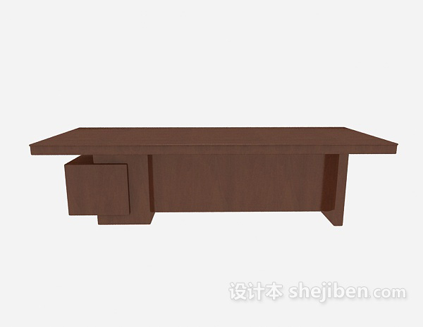 现代风格现代棕色简约书桌3d模型下载