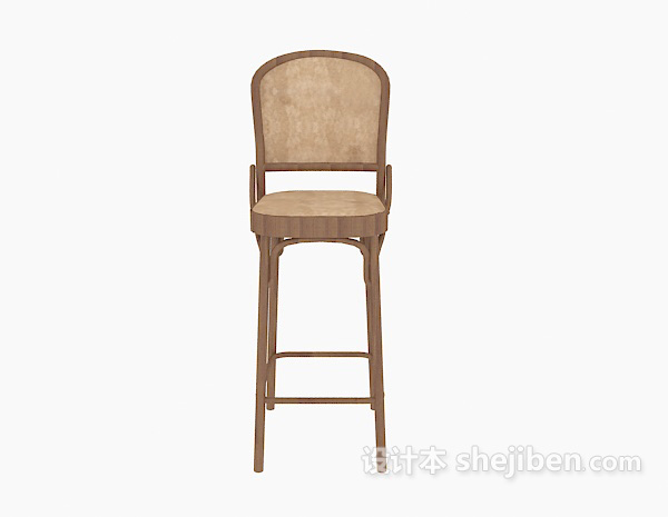 田园风格家居实木高脚椅子3d模型下载