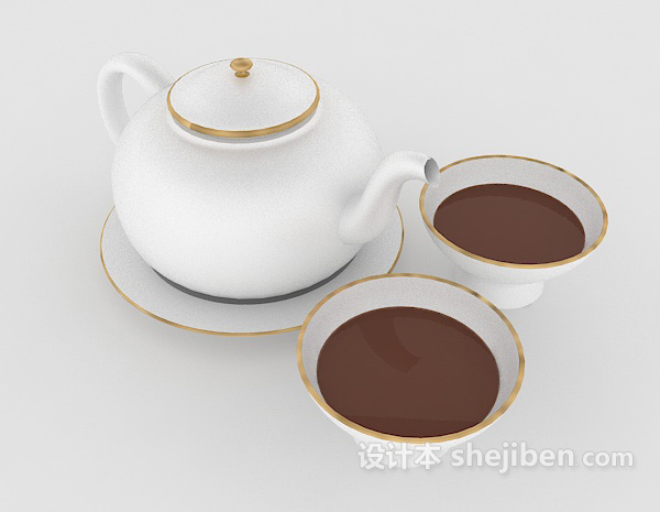 白色瓷器茶壶3d模型下载
