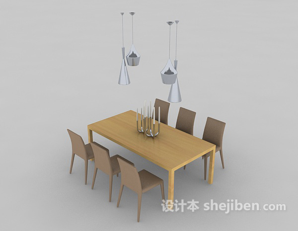 家居简约餐桌餐椅3d模型下载