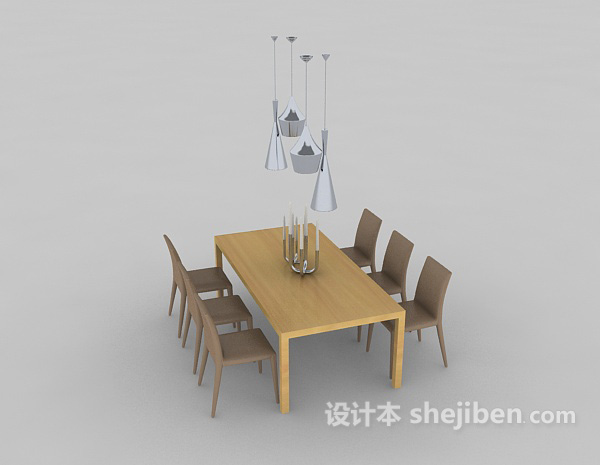 免费家居简约餐桌餐椅3d模型下载