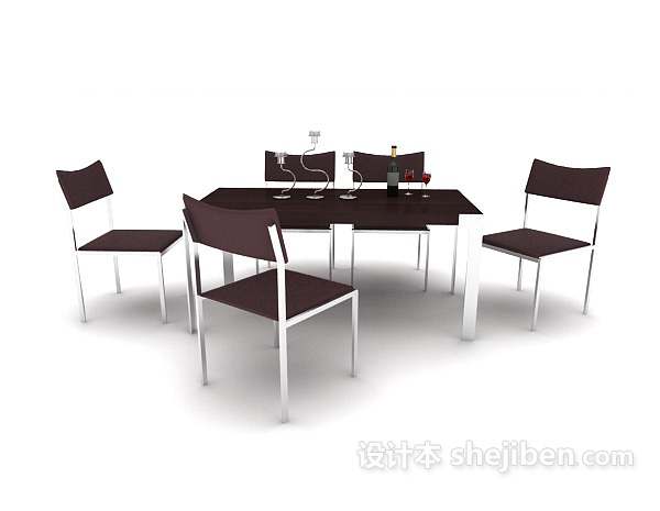现代风格家居简约餐桌椅3d模型下载