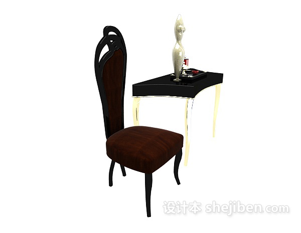 欧式厅堂桌椅组合3d模型下载