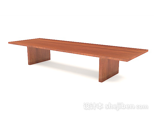 长形实木会议桌3d模型下载