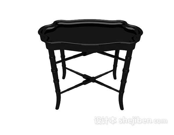 欧式风格黑色花边边桌3d模型下载