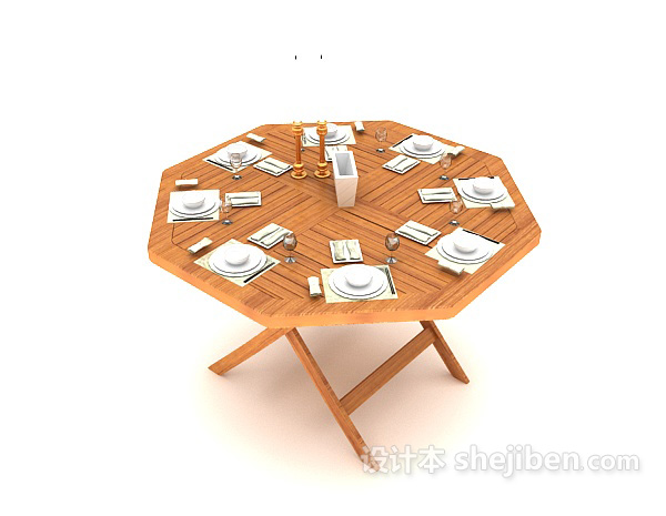 现代风格多边形餐桌3d模型下载