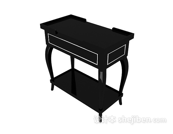 黑色风格欧式边桌3d模型下载