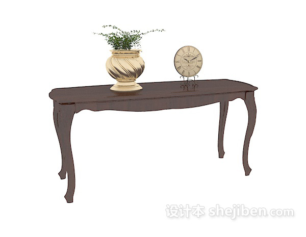 免费欧式装饰棕色边桌3d模型下载