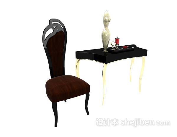 免费欧式厅堂桌椅组合3d模型下载