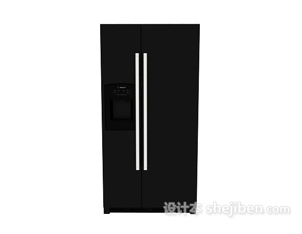 现代风格黑色冰箱冰柜3d模型下载