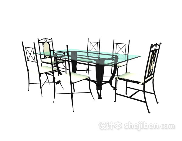 免费简约风格家居餐桌3d模型下载