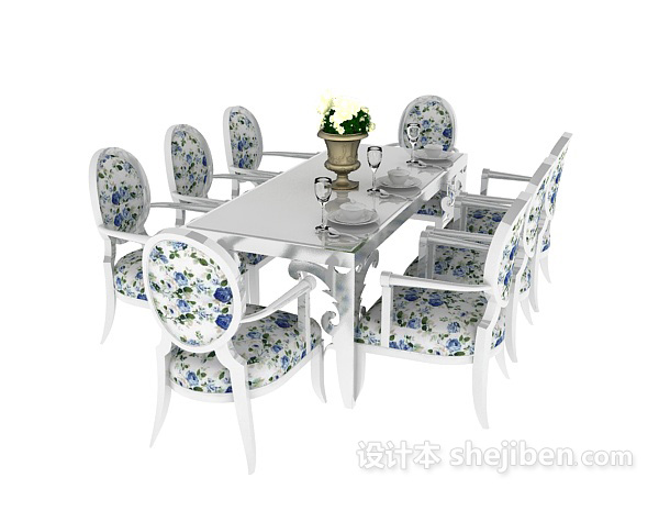 地中海风格地中海餐桌餐椅3d模型下载