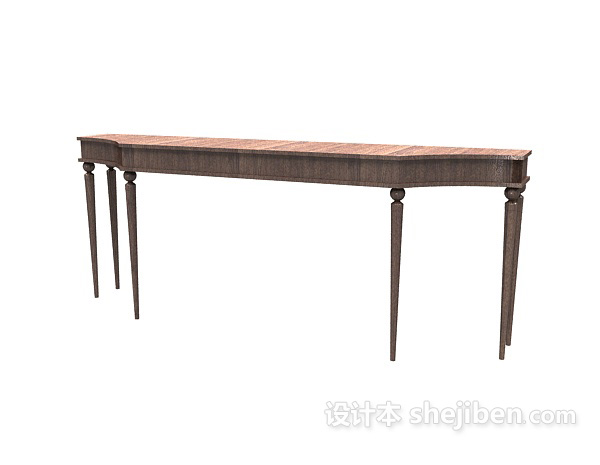 免费美式实木边桌3d模型下载