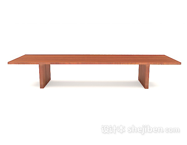 现代风格长形实木会议桌3d模型下载