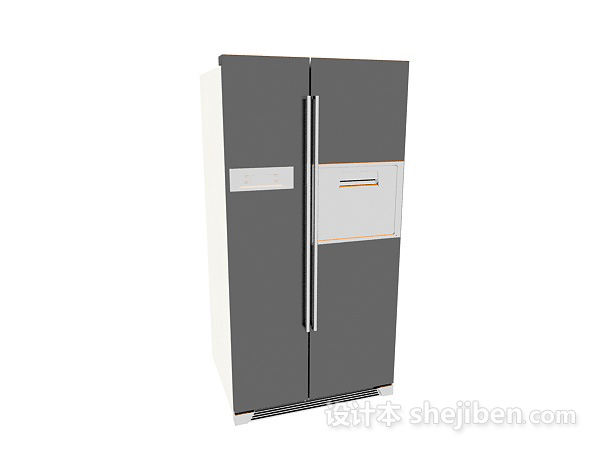 免费双开门式家用冰箱3d模型下载