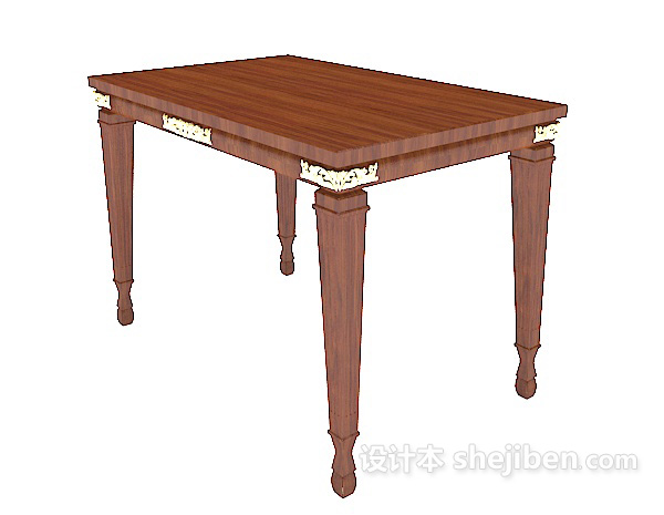 欧式风格实木餐桌3d模型下载