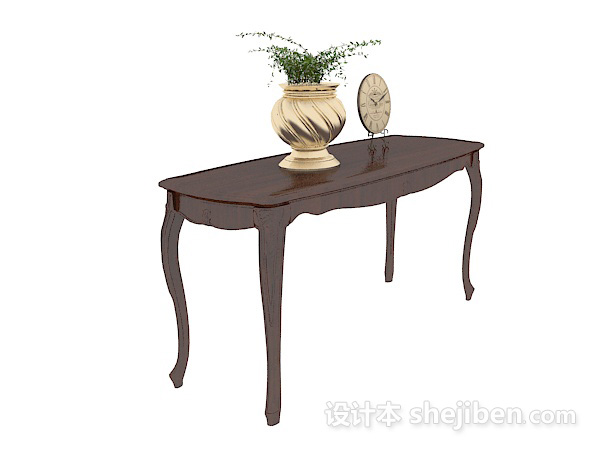 欧式装饰棕色边桌3d模型下载