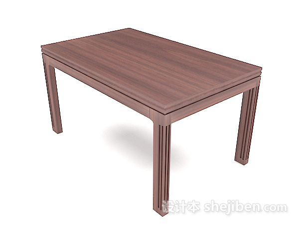 棕色简约餐桌3d模型下载