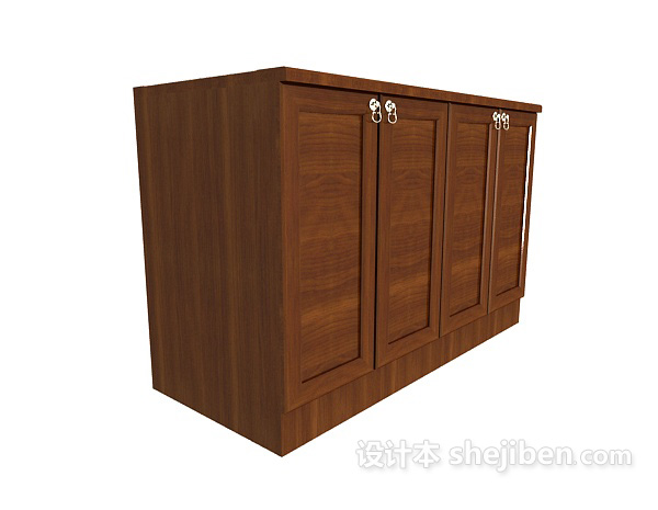 中式家居实木储物柜3d模型下载