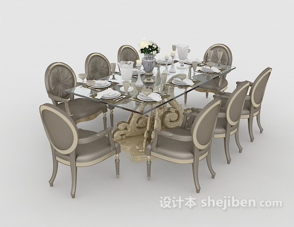 欧式时尚家居餐桌3d模型下载