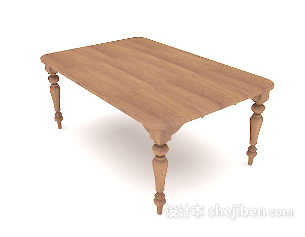 欧式家庭实木餐桌3d模型下载