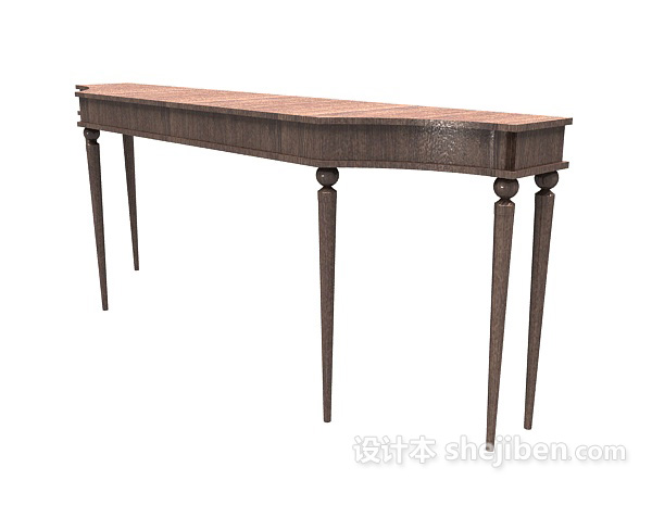 美式实木边桌3d模型下载