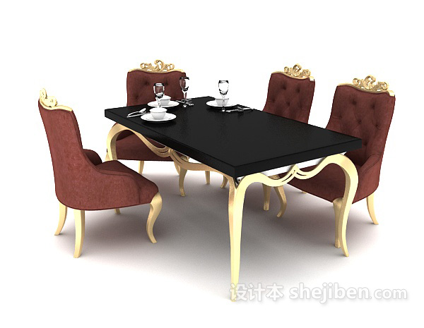 欧式风格欧式高级餐桌3d模型下载