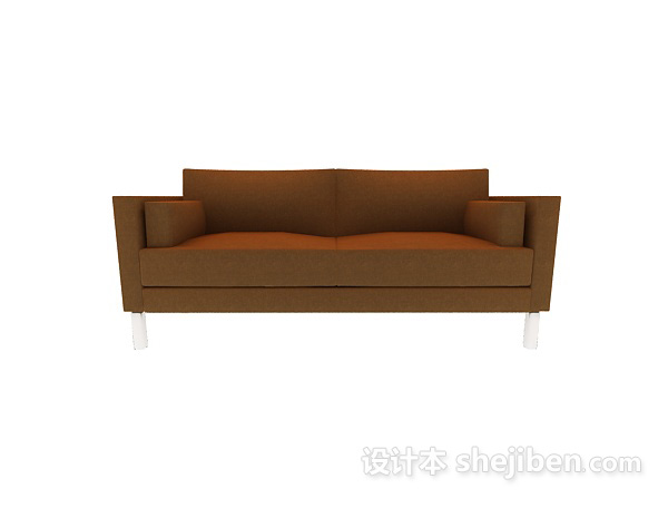 现代风格棕色家居双人沙发3d模型下载