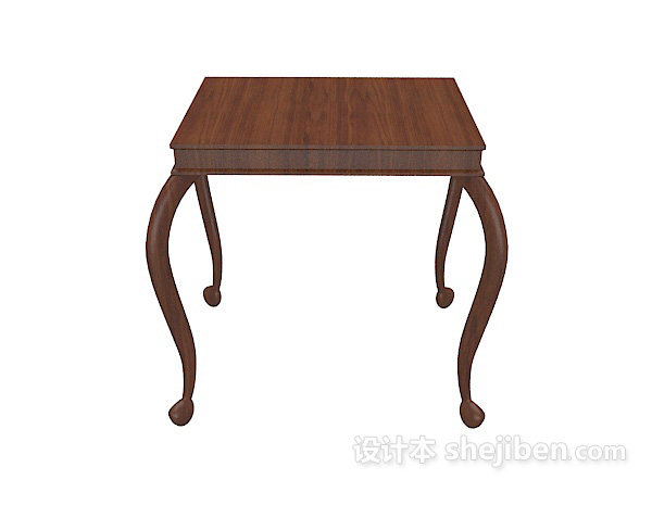 欧式风格实木棕色边桌3d模型下载