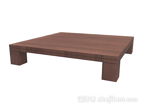 棕色方形边桌3d模型下载