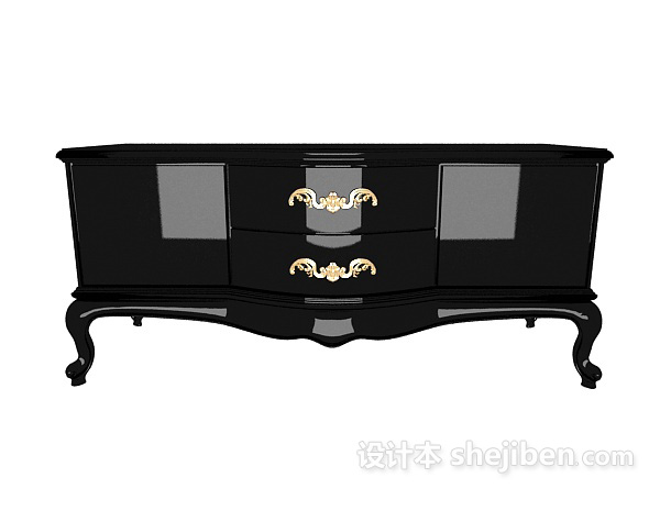 欧式风格欧式黑色风格电视柜3d模型下载