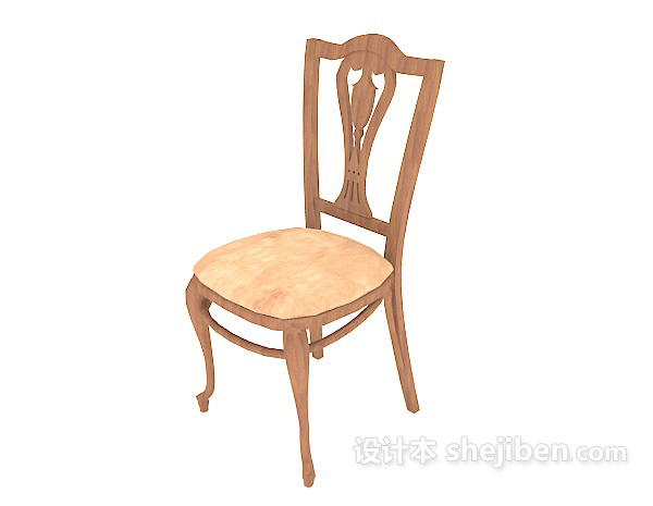 欧式原木餐椅3d模型下载