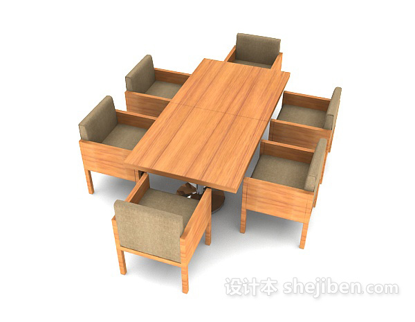 田园风格田园风格简约桌椅组合3d模型下载
