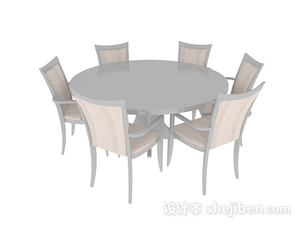 欧式风格灰色六人餐桌3d模型下载