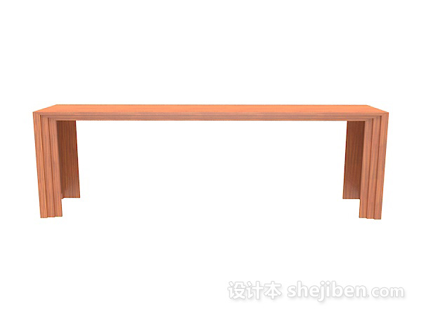 现代风格休闲实木长凳3d模型下载