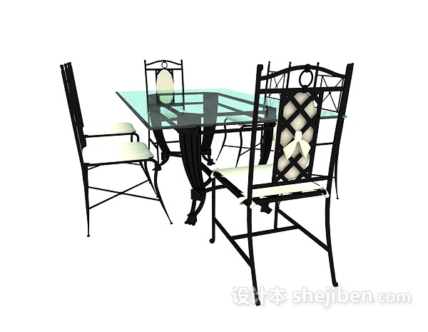 现代风格简约风格家居餐桌3d模型下载