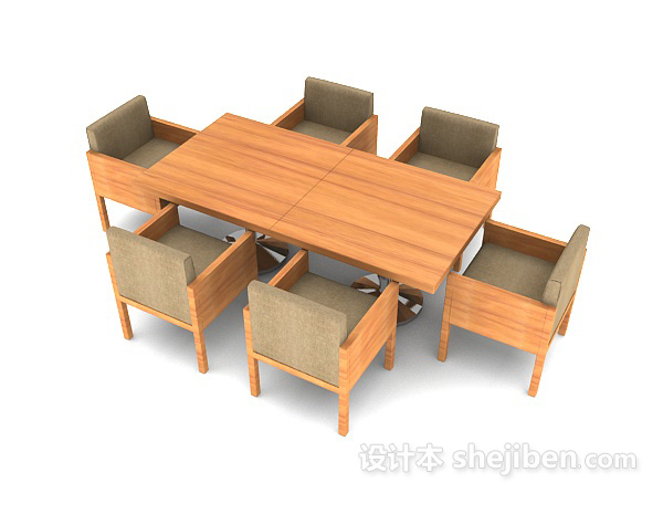 免费田园风格简约桌椅组合3d模型下载