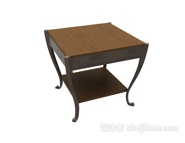 欧式休闲实木边桌3d模型下载