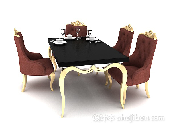 免费欧式高级餐桌3d模型下载
