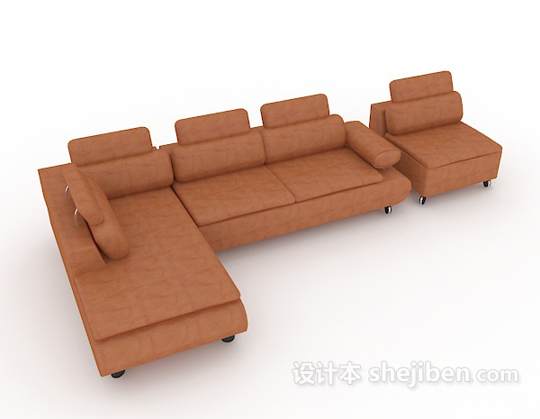 现代风格客厅皮质沙发3d模型下载