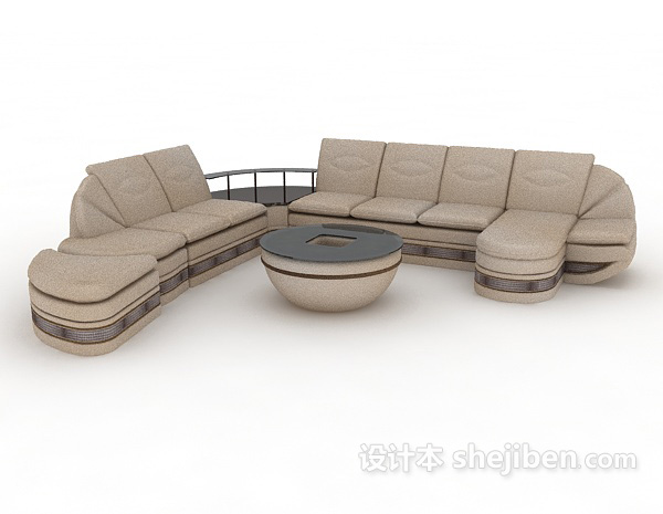 现代风格现代灰色多人沙发3d模型下载